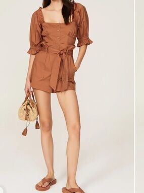 Marissa Webb Rust-Toned Structured Romper